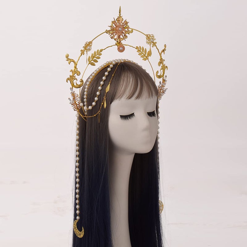BLESSUME Halo Crown Mary Goddess Headband Women's Halloween Costume Goddess Headpiece (Style 11) - Image 3